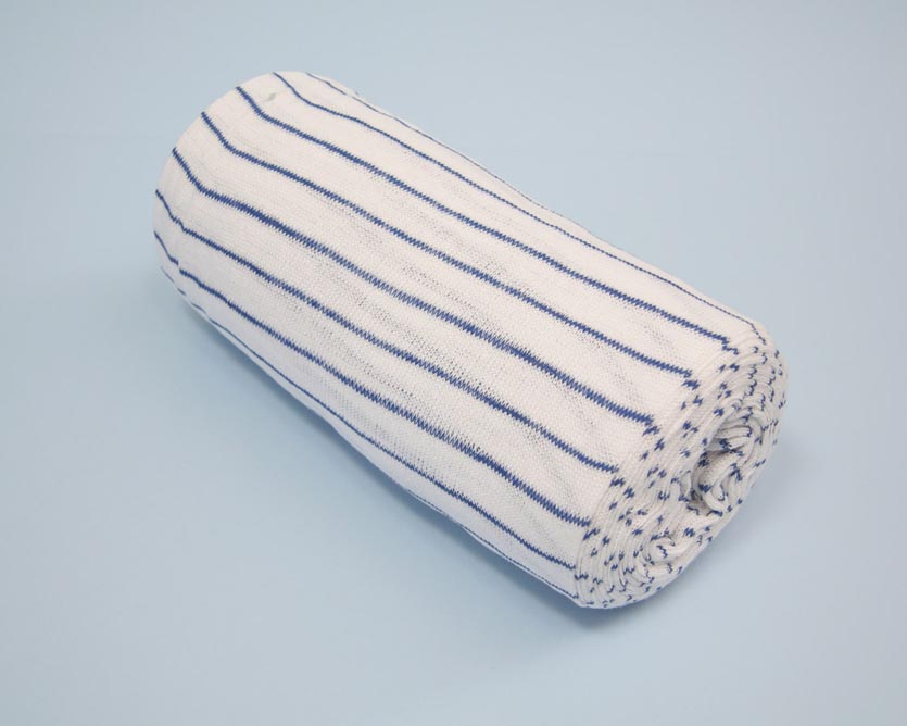 BLEACHED WHITE STOCKINETTE WITH BLUE STRIPE 1Kg  APPROX.